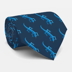 Tribal Lizard Blue Pattern Tie