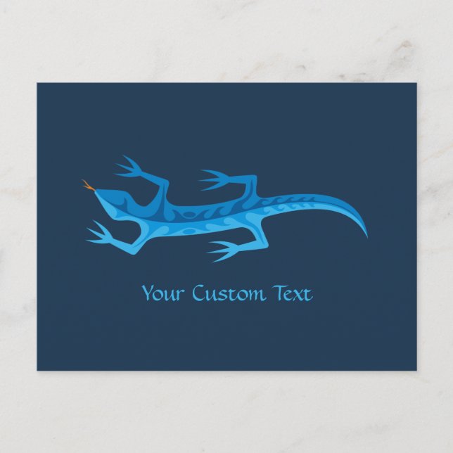 Tribal Lizard Blue Postcard (Front)