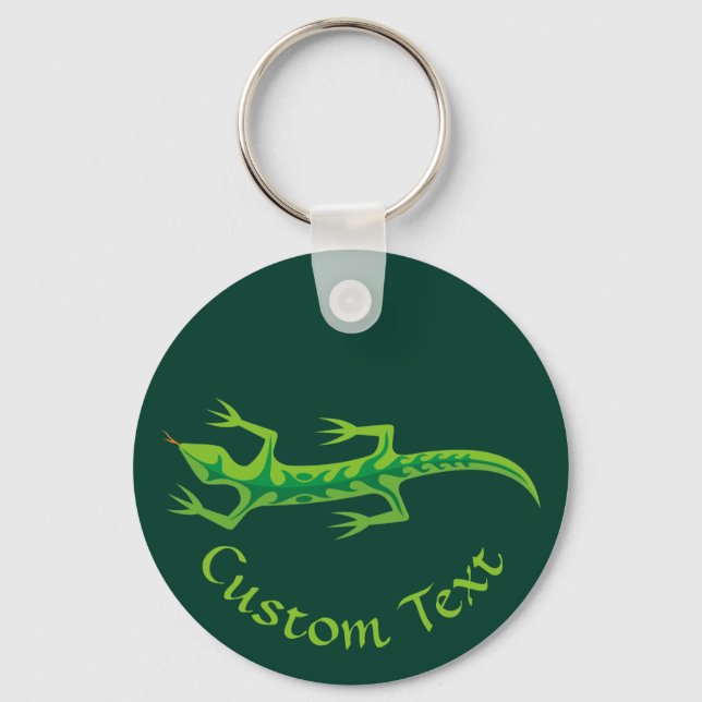 Tribal Lizard Green Keychain (Front)