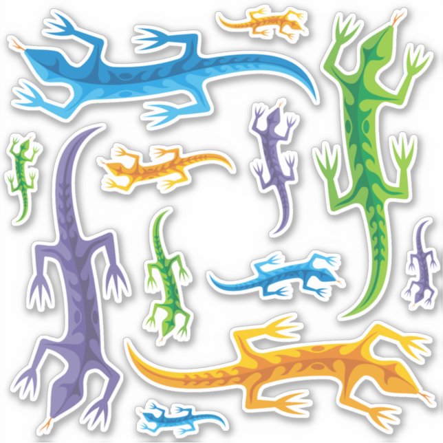 Tribal Lizard Icons Set Sticker (Front)