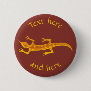 Tribal Lizard Orange 2 Inch Round Button