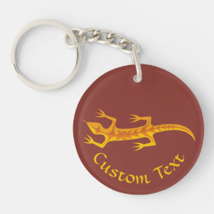 Tribal Lizard Orange Keychain