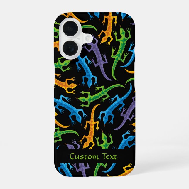 Tribal Lizards Colourful Pattern iPhone 16 Case (Back)