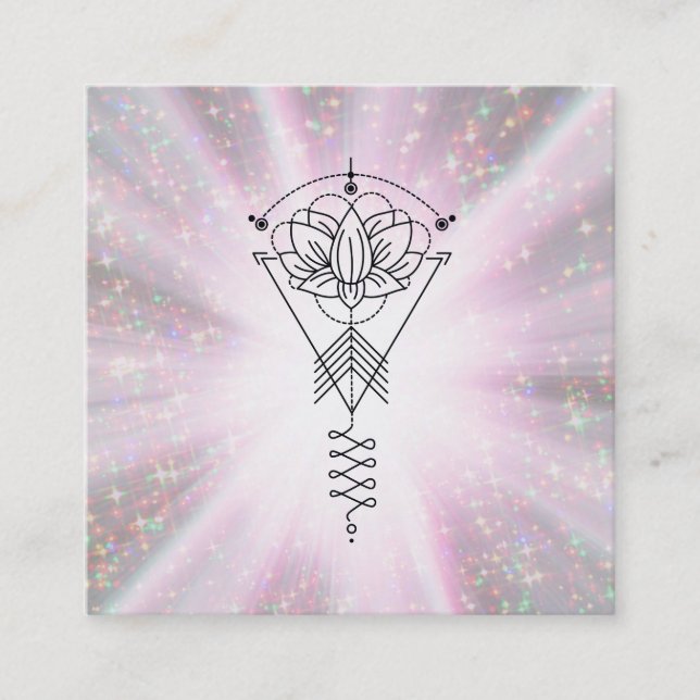 *~* Tribal Lotus Sparkle Rays Healing Reiki Square Business Card (Front)