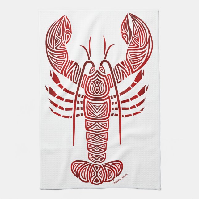 Tribal Maine Lobster Kitchen Towel (Vertical)