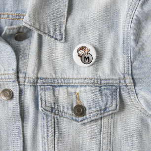 Tribal Malaysian Cat Gecko Monogram 1 Inch Round Button