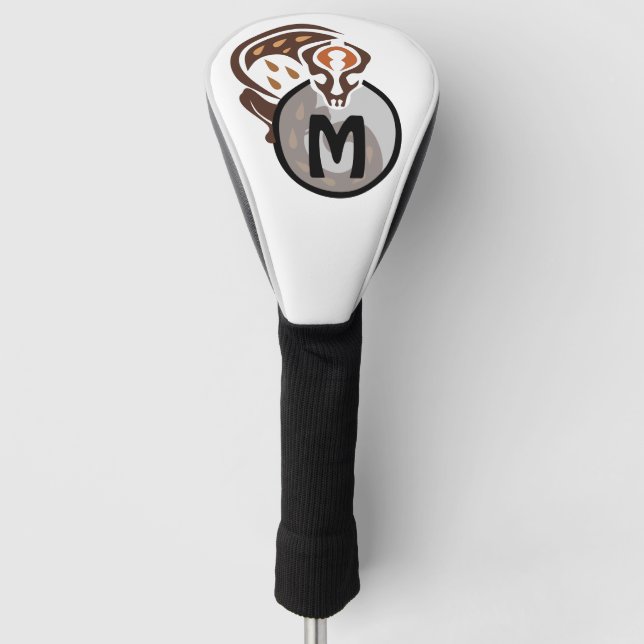 Tribal Malaysian Cat Gecko Monogram Golf Head Cover (Front)