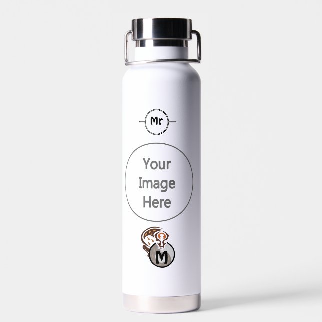 Tribal Malaysian Cat Gecko Monogram Water Bottle (Back)