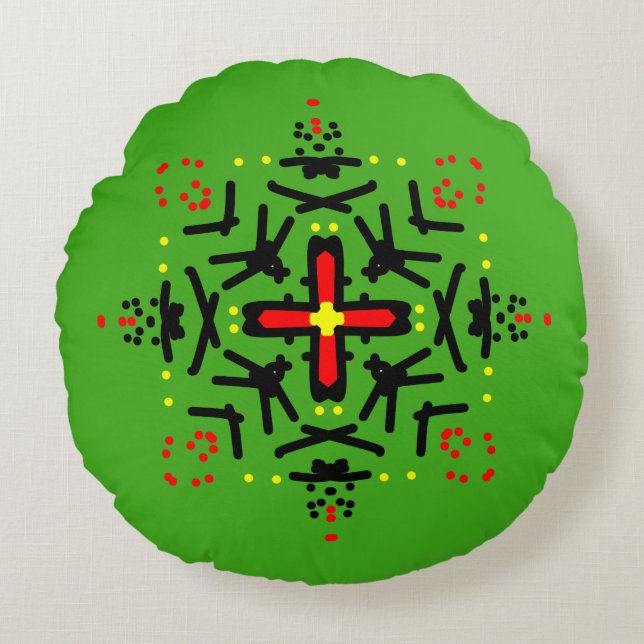 Tribal Mandala Art Round Pillow (Front)