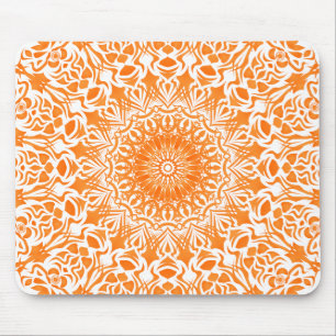 Tribal Mandala Orange Mouse Pad