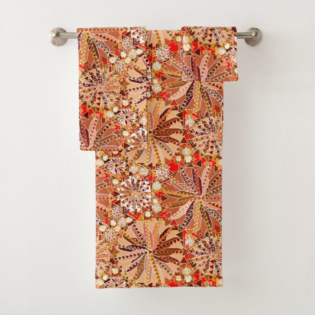 Tribal Mandala Print, Brown, beige et rouge (En situation)