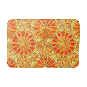 Tribal Mandala Print, Mustard Gold and Orange Bath Mat