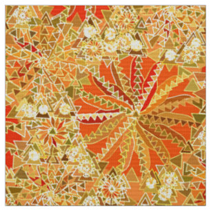 Tribal Mandala Print, Mustard Gold and Orange Fabric