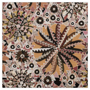 Tribal Mandala Print, Taupe Tan and Beige Fabric