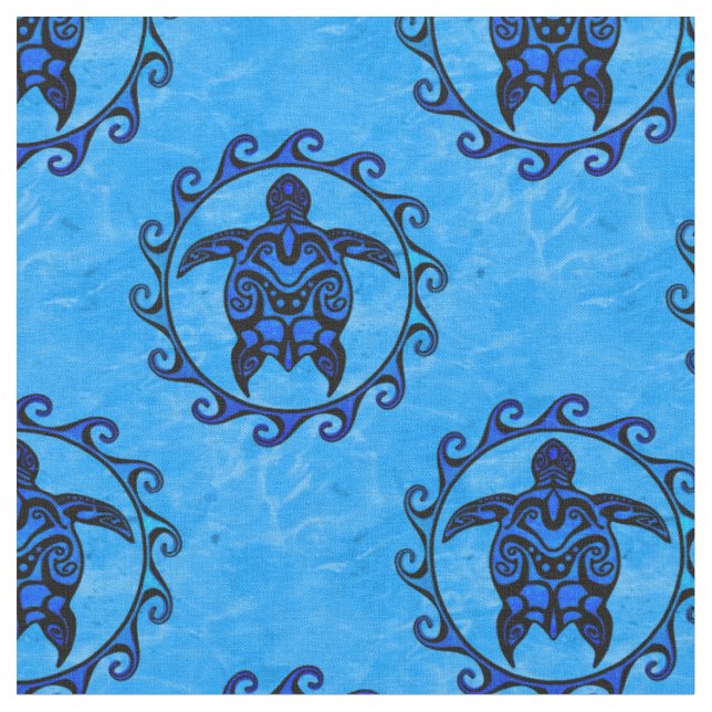Tribal Maori Sun Turtles Fabric (Close Up)