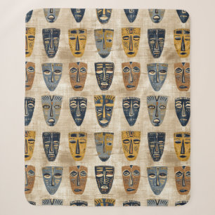 Tribal Mask Boho Pattern Sherpa Blanket