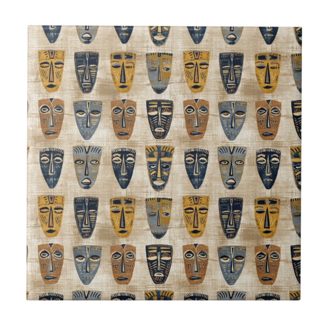Tribal Mask Boho Pattern Tile (Front)