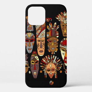 Tribal mask ethnic set, sketch iPhone 12 case