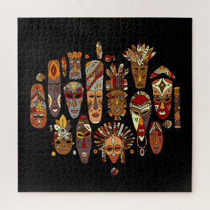 Tribal Mask Ethnic Sketches Jigsaw Puzzle