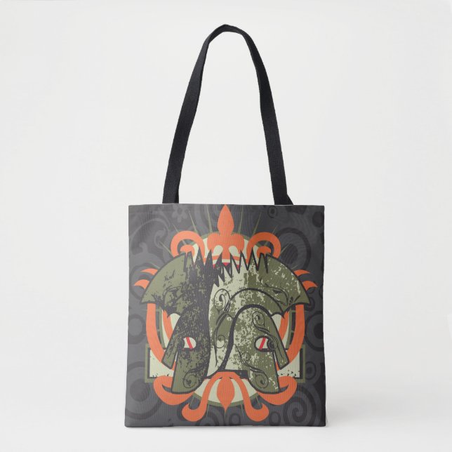  Tribal Mask with Orange Crown Tote Bag (Front)