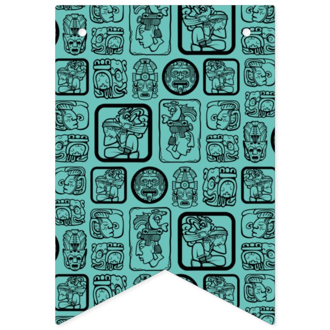 Tribal MAYA ancient mask pattern 1 Bunting Flags (First Flag)
