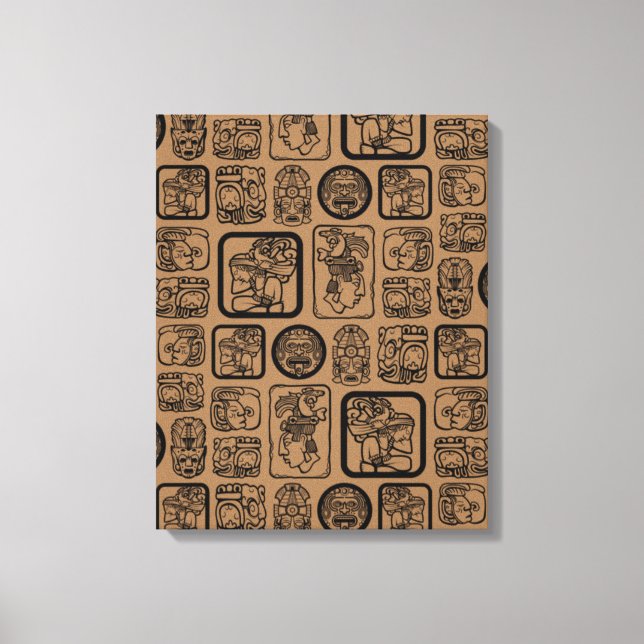 Tribal MAYA ancient mask pattern 1 Canvas Print (Front)