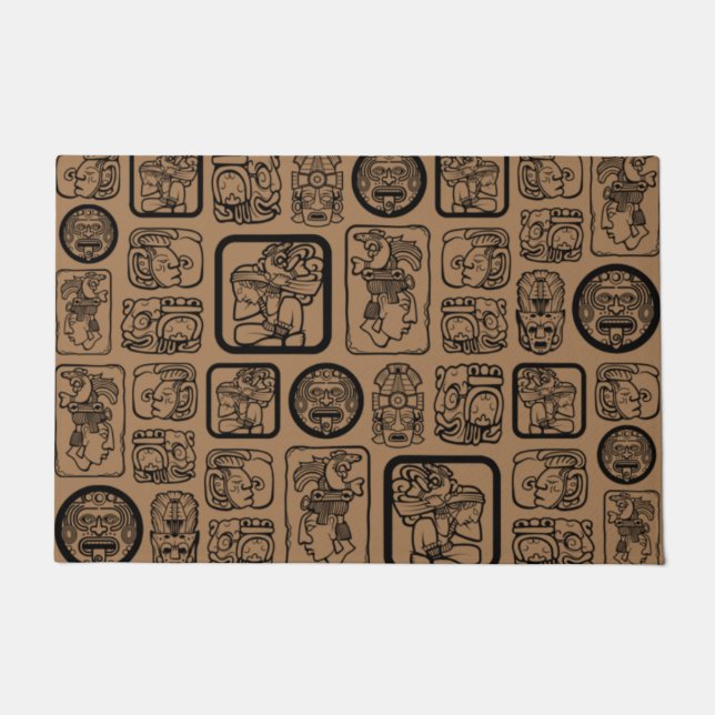 Tribal MAYA ancient mask pattern 1 Doormat (Front)