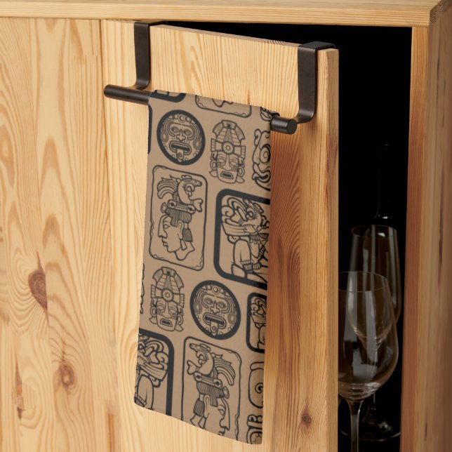 Tribal MAYA ancient mask pattern 1 Kitchen Towel (Thirds Fold)