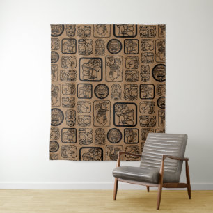 Tribal MAYA ancient mask pattern 1 Tapestry