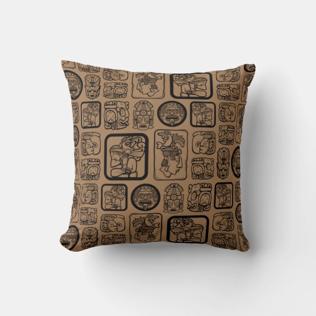 Tribal MAYA ancient mask pattern 1 Throw Pillow (Front)