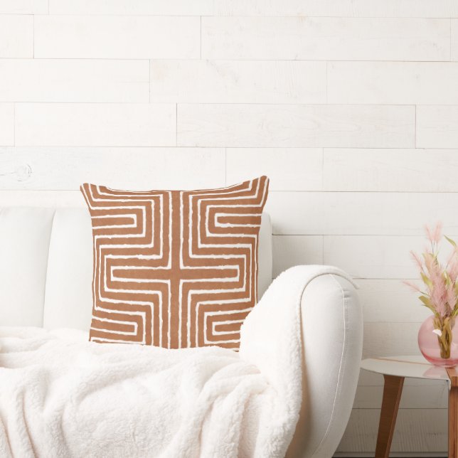 Tribal Maze Mud Cloth Pattern African Throw Pillow (Couch)