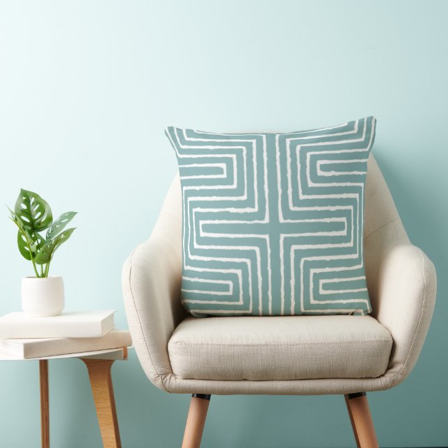 Tribal Maze Mud Cloth Pattern African Throw Pillow (Chair)