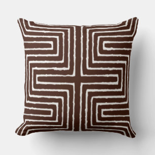Tribal Maze Mud Cloth Pattern African Throw Pillow