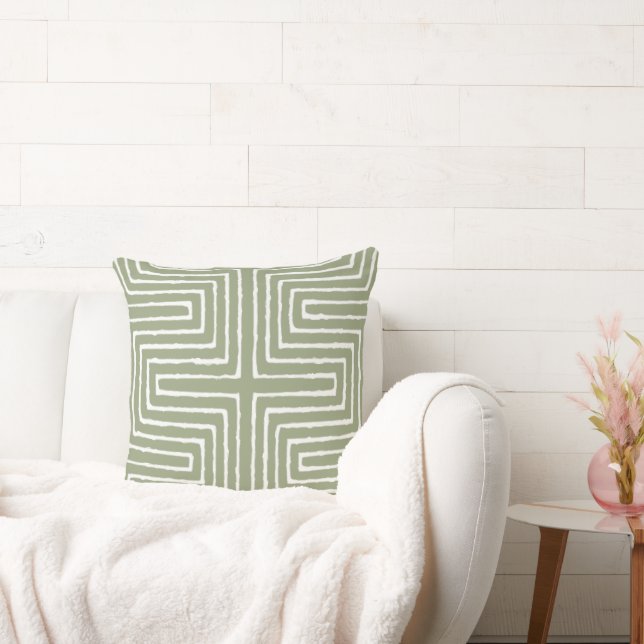 Tribal Maze Mud Cloth Pattern African Throw Pillow (Couch)