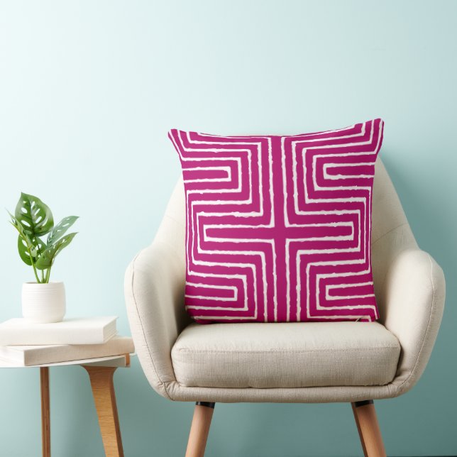 Tribal Maze Mud Cloth Pattern African Throw Pillow (Chair)