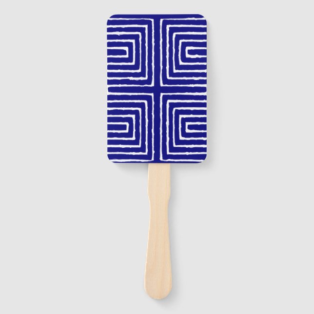 Tribal Maze Pan African Pattern Mud Cloth Hand Fan (Front)