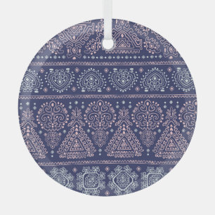 Tribal Mexican, ethnic seamless pattern. Glass Ornament