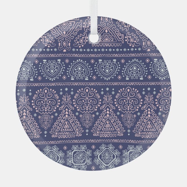 Tribal Mexican, ethnic seamless pattern. Glass Ornament (Front)