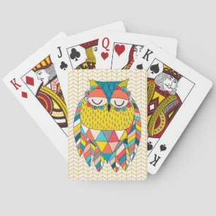 Tribal Modern Owl Illustration Playing Cards