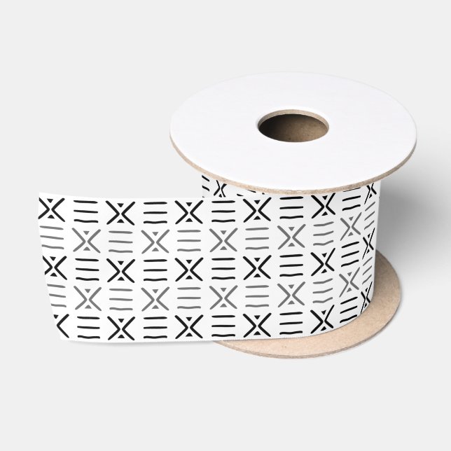 Tribal Modern Two Toned Xline 3" Mud Cloth Satin Ribbon (Spool)