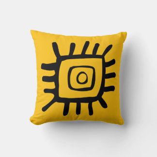 Tribal Motif Bright Orange Throw Pillow