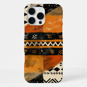 Tribal motifs in black and earth tones iPhone 16 pro max case