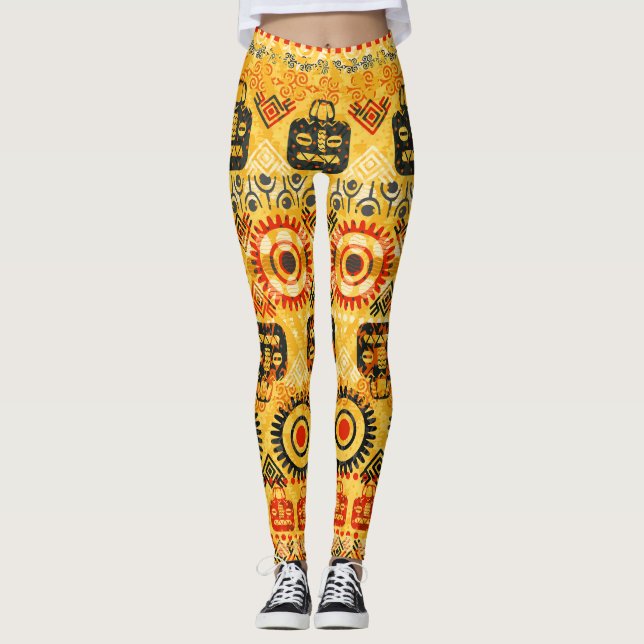 Tribal motifs: seamless ethnic pattern. leggings (Front)