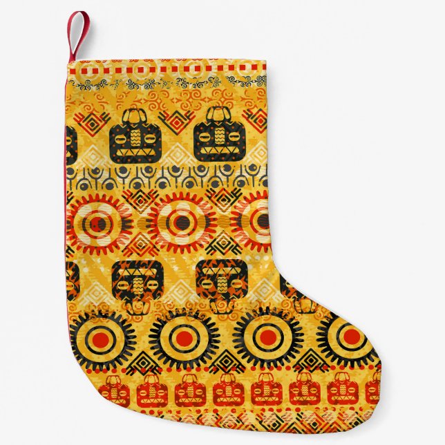 Tribal motifs: seamless ethnic pattern. small christmas stocking (Front)