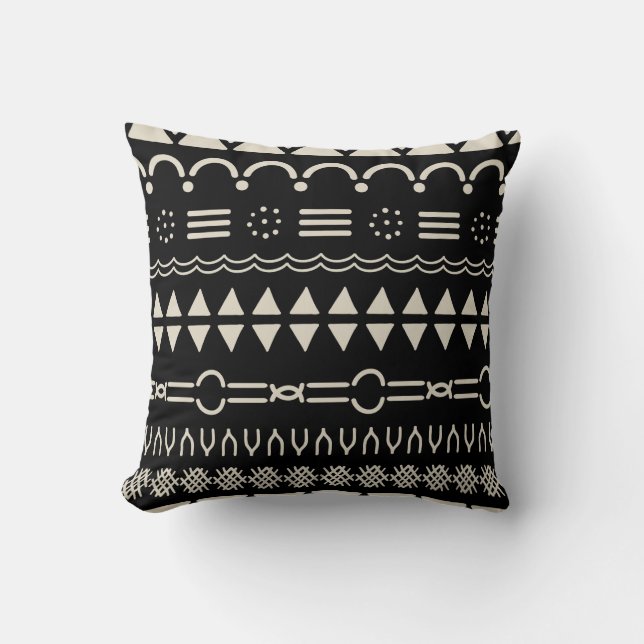 Tribal Mudcloth pattern throw Throw Pillow (Front)