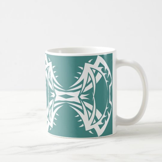Tribal mug 14 white to over blue