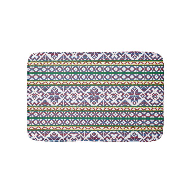 Tribal Multicolored ancient symbol folk art design Bath Mat (Front)