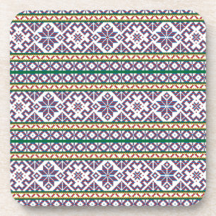 Tribal Multicolored ancient symbol folk art design Coaster