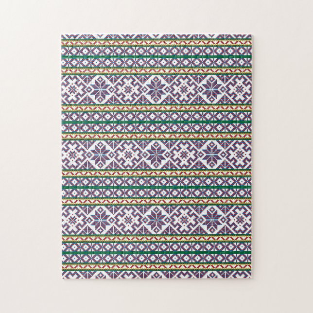 Tribal Multicolored ancient symbol folk art design Jigsaw Puzzle (Vertical)