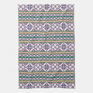 Tribal Multicolored ancient symbol folk art design Kitchen Towel